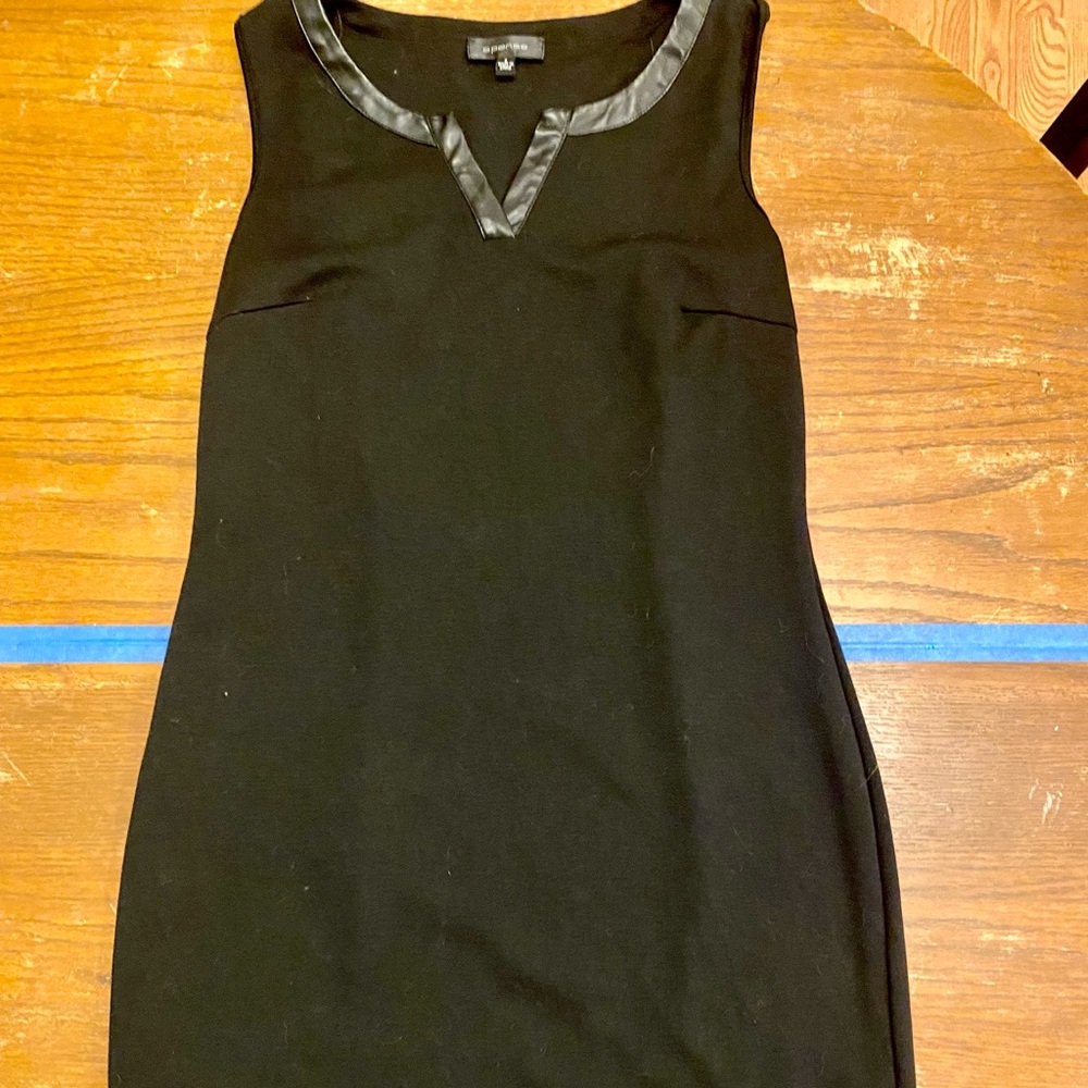 Spense Black Leather-Fringe Dress